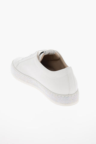 Rhinestone Detail ANDREA Leather Sneakers