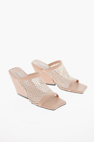 Vegan Leather Mules With Mesh Band And 8cm Heel