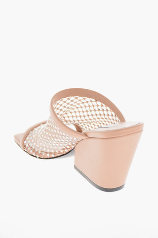Vegan Leather Mules With Mesh Band And 8cm Heel