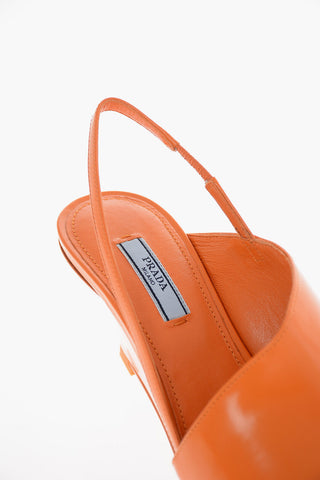 Slingbacks in Pelle Spazzolata con Tacco Geometrico 6,5cm