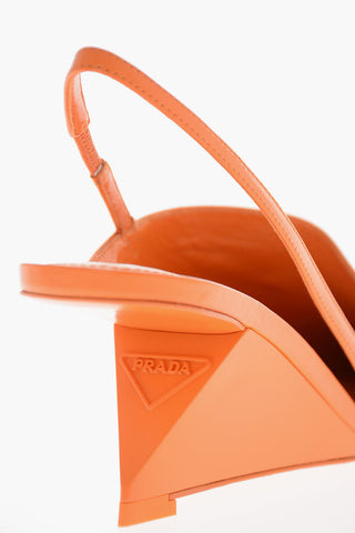 Slingbacks in Pelle Spazzolata con Tacco Geometrico 6,5cm