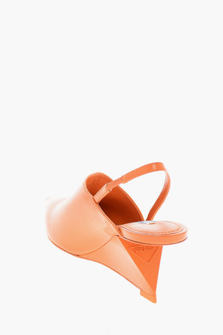 Slingbacks in Pelle Spazzolata con Tacco Geometrico 6,5cm