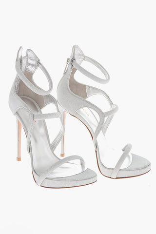 Stiletto Heel DENISE Glittered Leather Sandals 12cm