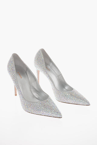 Leather PRINCE Pumps with Rhinestones All-Over 11cm