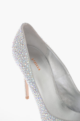 Leather PRINCE Pumps with Rhinestones All-Over 11cm