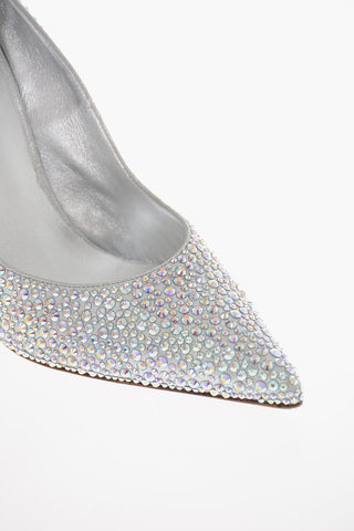 Leather PRINCE Pumps with Rhinestones All-Over 11cm