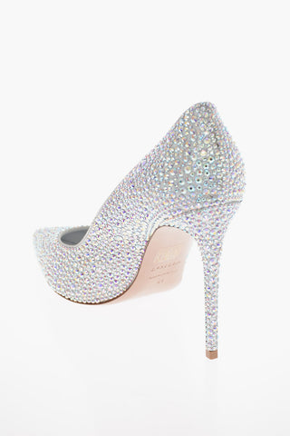 Leather PRINCE Pumps with Rhinestones All-Over 11cm