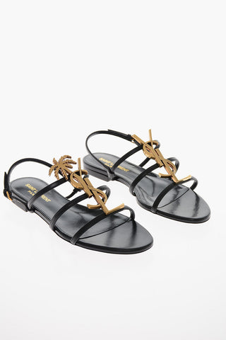 Sandali Flat CASSANDRA in Pelle con Monogram in Metallo
