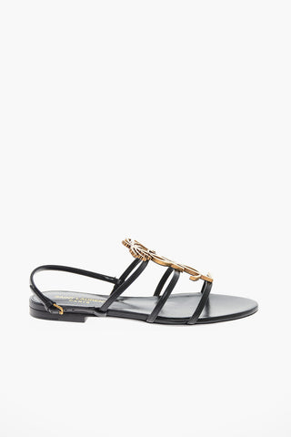Sandali Flat CASSANDRA in Pelle con Monogram in Metallo