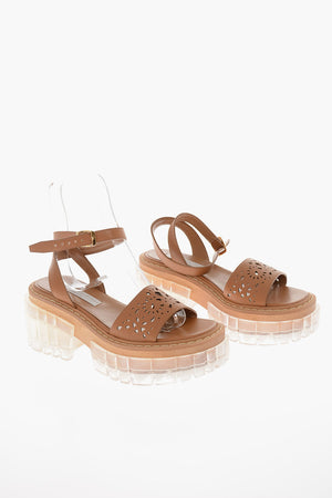 Vegan Leather Sandals EMILIE With Laser-Cut Details and Chunky 7.5cm Sole
