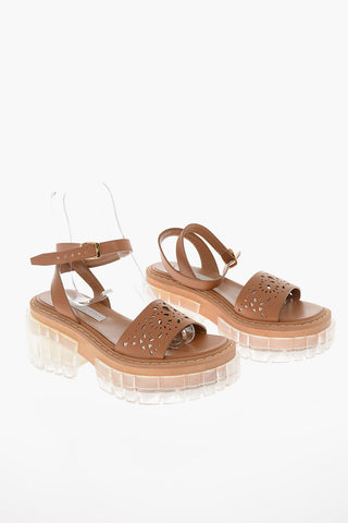 Vegan Leather Sandals EMILIE With Laser-Cut Details and Chunky 7.5cm Sole