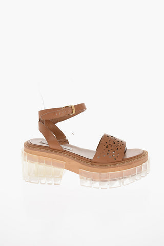 Vegan Leather Sandals EMILIE With Laser-Cut Details and Chunky 7.5cm Sole