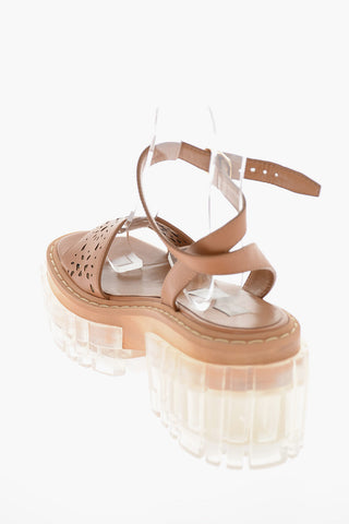 Vegan Leather Sandals EMILIE With Laser-Cut Details and Chunky 7.5cm Sole