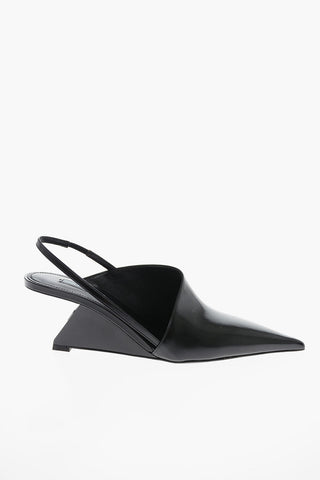 Slingbacks in Pelle Spazzolata con Tacco Geometrico 6,5cm
