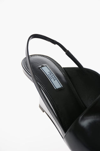Slingbacks in Pelle Spazzolata con Tacco Geometrico 6,5cm