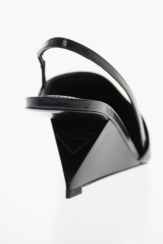 Slingbacks in Pelle Spazzolata con Tacco Geometrico 6,5cm