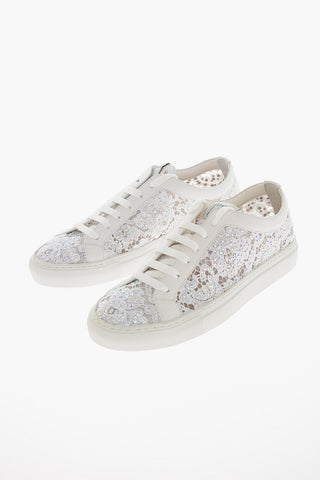 Rhinestone DAISY Leather and Lace Sneakers