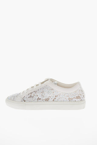 Rhinestone DAISY Leather and Lace Sneakers