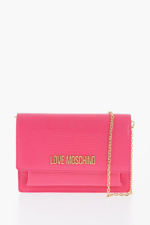 LOVE Kunstleder-Tasche LIZARD mit Krokodil-Effekt und goldener Kette