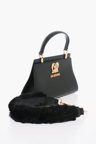LOVE Solid-Color Handbag with Removable Faux-Fur Handle