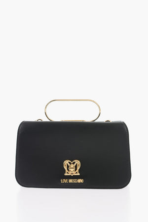 LOVE Borsa a Mano in Tinta Unita con Manico in Ecopelliccia Removibile