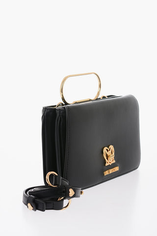 LOVE Borsa a Mano in Tinta Unita con Manico in Ecopelliccia Removibile