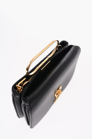 LOVE Borsa a Mano in Tinta Unita con Manico in Ecopelliccia Removibile