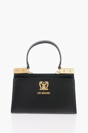 LOVE Faux Leather Top-Handle Bag with 2 Compartments and Removable Shoulder Strap