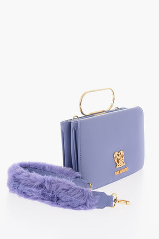 LOVE Einfarbige Handtasche mit abnehmbarem Kunstpelzgriff