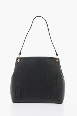 LOVE Borsa Hobo in Ecopelle Effetto Martellato con Maxi Logo Sul Retro