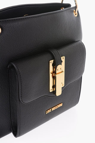 LOVE Borsa Hobo in Ecopelle Effetto Martellato con Maxi Logo Sul Retro