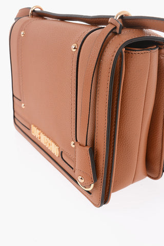 LOVE Faux Leather Hammered-Effect Shoulder Bag