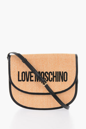 LOVE Borsa Saddle in Raffia con Dettagli a Contrasto