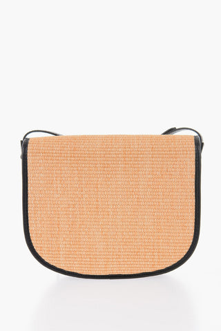LOVE Satteltasche aus Raffia mit kontrastierenden Details