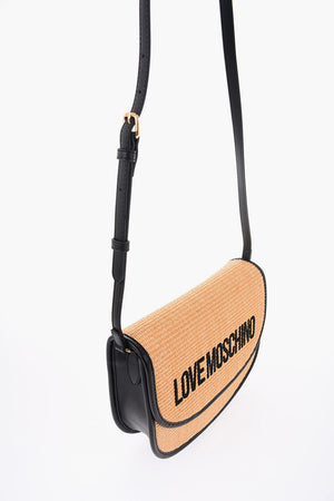 LOVE Borsa Saddle in Raffia con Dettagli a Contrasto