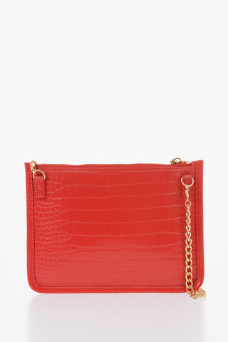 LOVE Clutch aus Kunstleder in Krokodil-Optik mit goldenem Logo
