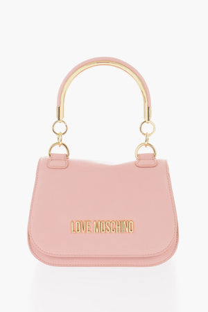 LOVE Borsa a Mano in Ecopelle con Manico Dorato e Tracolla Removibile