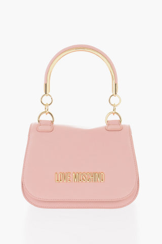 LOVE Borsa a Mano in Ecopelle con Manico Dorato e Tracolla Removibile