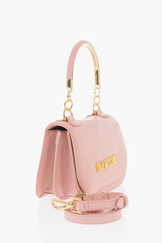 LOVE Borsa a Mano in Ecopelle con Manico Dorato e Tracolla Removibile
