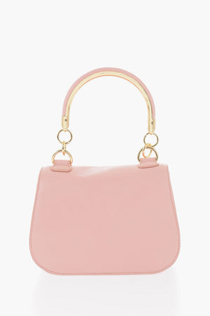 LOVE Borsa a Mano in Ecopelle con Manico Dorato e Tracolla Removibile