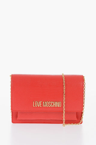 LOVE Kunstleder-Tasche LIZARD mit Krokodil-Effekt und goldener Kette