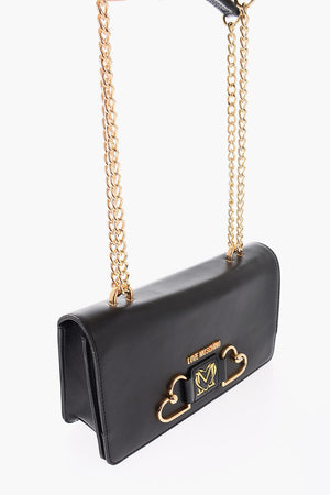 LOVE Borsa in Pelle con Decorazione Doppio Cuore Dorato