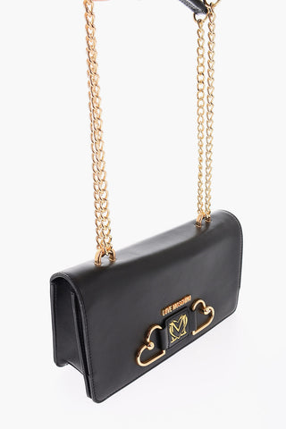 LOVE Tasche aus Leder mit goldener Doppelherz-Dekoration