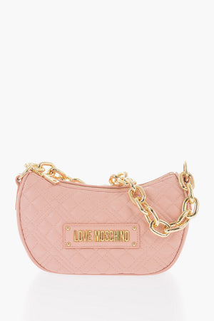 LOVE Schultertasche aus gestepptem Kunstleder mit goldener Kette