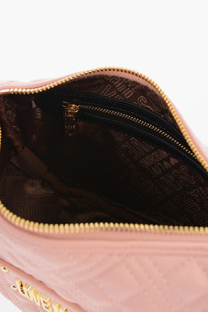 LOVE Quilted Vegan Leather Shoulder Bag with Gold Chain