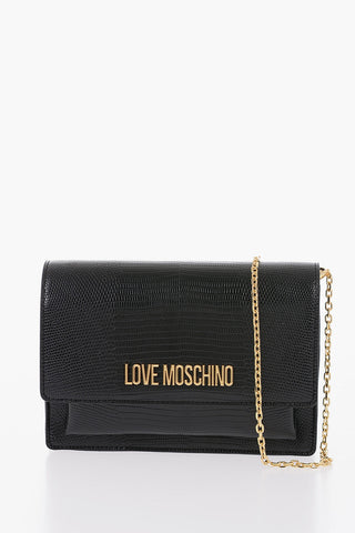 LOVE Reptile-effect Faux Leather Bag with Golden Chain