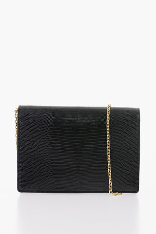 LOVE Reptile-effect Faux Leather Bag with Golden Chain
