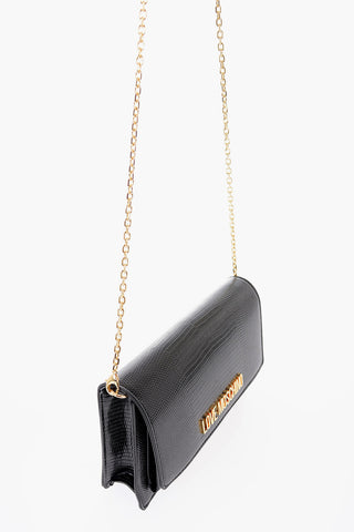 LOVE Reptile-effect Faux Leather Bag with Golden Chain