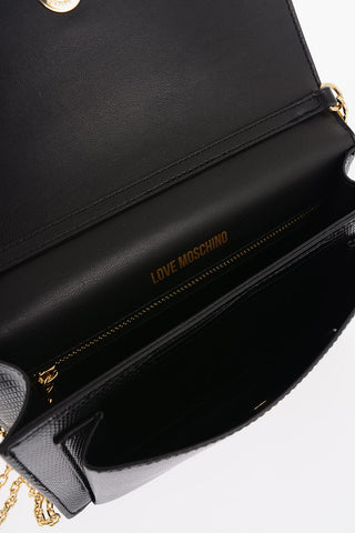 LOVE Reptile-effect Faux Leather Bag with Golden Chain