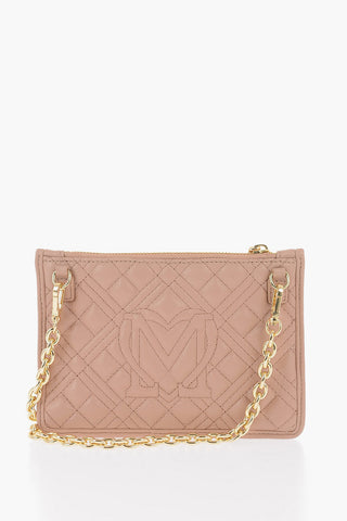 LOVE Quilted Vegan Leather Clutch with Removable Chain Strap